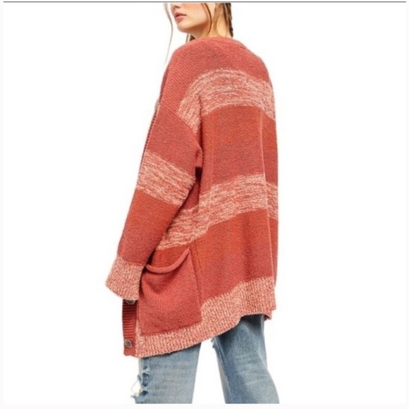 NWT FREE PEOPLE SOUTHPORT  OVERSIZED BEACH CARDIGAN BLUSHES COMBO XS - Picture 4 of 13